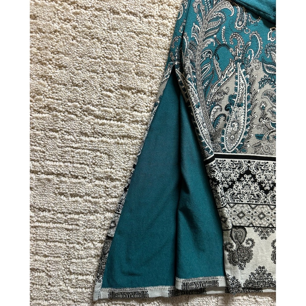 J Jill Wearever Collection Tunic Women S Teal  Paisley Border Print - Picture 8 of 8